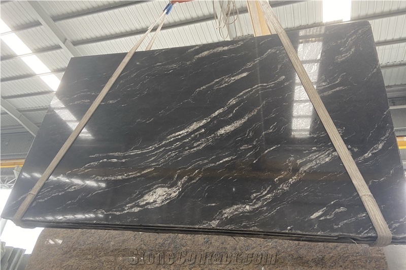 Universe Black Granite Slab,Cosmic Black Granite White Veins