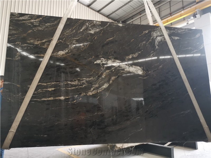 Universe Black Granite Slab,Cosmic Black Granite White Veins