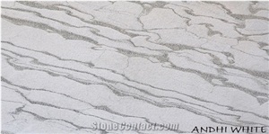 Andhi White Engineered Marble Flexible Thin Veneer Sheet