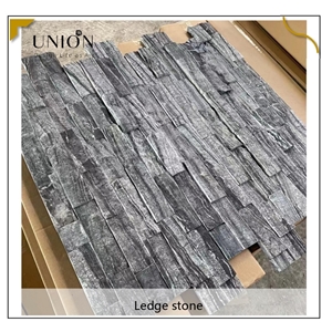 UNION DECO Black Marble Ledger Stone Panel Stacked Stones