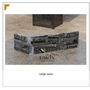 UNION DECO Black Marble Ledger Stone Panel Stacked Stones