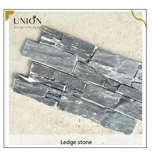UNION DECO Exterior Wall Veneer Black Slate Stone Wall Panel