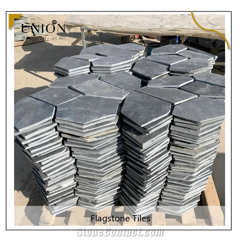 UNION DECO Irregular Slate Paving Black Flagstone For Garden
