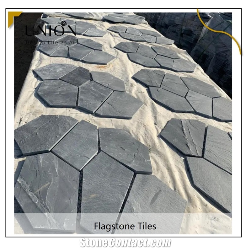 UNION DECO Irregular Slate Paving Black Flagstone For Garden