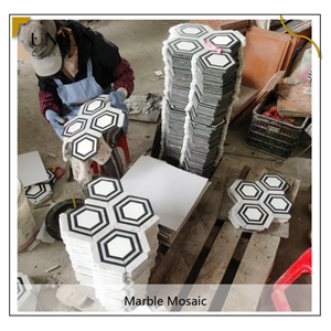 UNION DECO Marble Hexagon Tile Polished Stone Mosaic Pattern