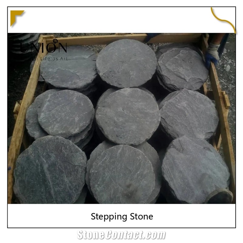 UNION DECO Round Paving Stone Black Slate Garden Stepping