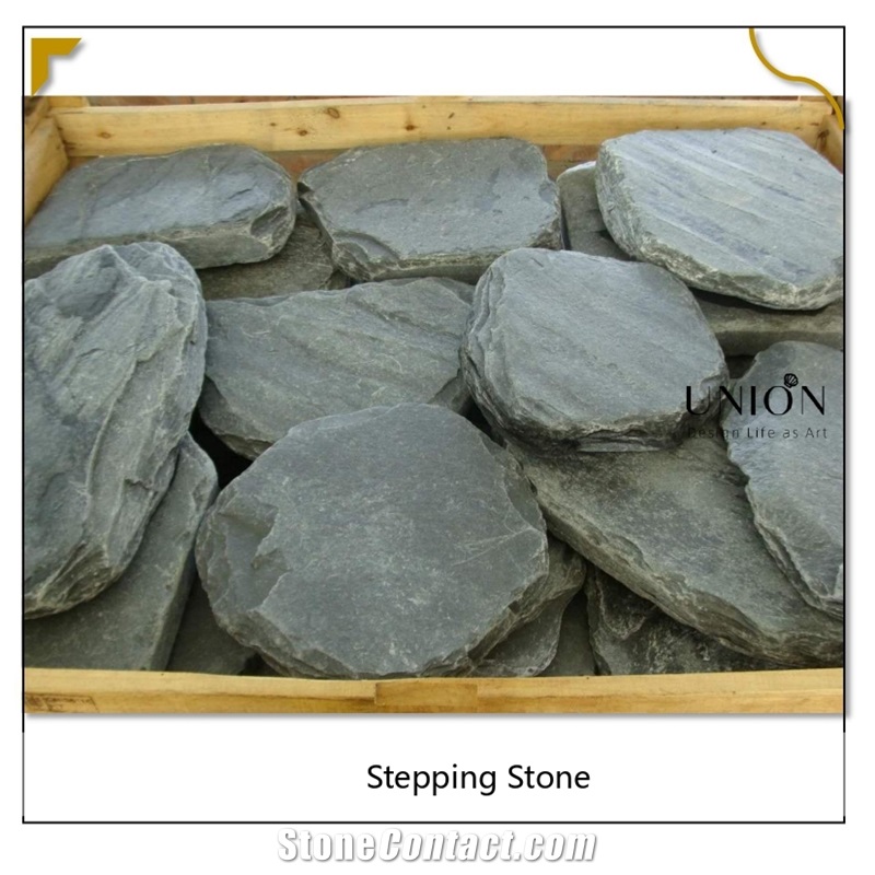 UNION DECO Round Paving Stone Black Slate Garden Stepping