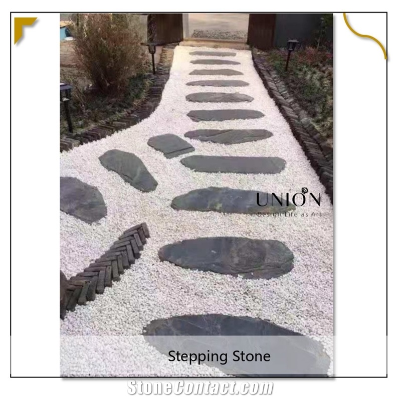 UNION DECO Round Paving Stone Black Slate Garden Stepping
