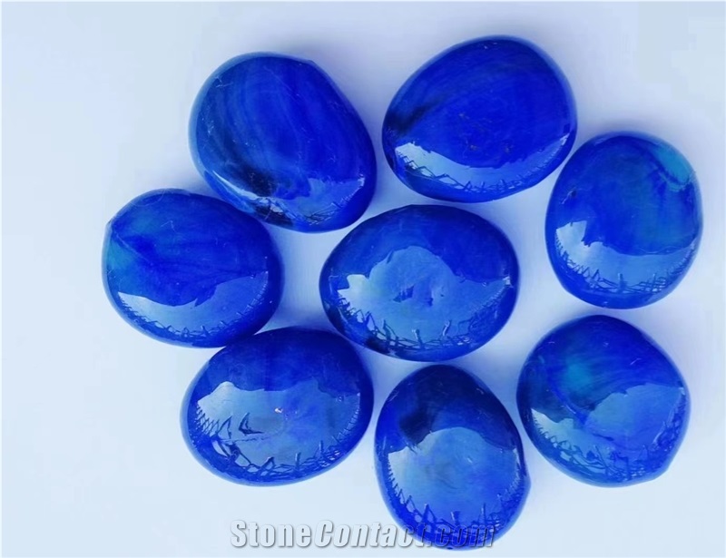 Blue Glass Artificial Pebbles