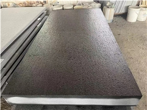 Sd-G654 Zhangqiu Black Granite Flamed Brushed Slabs Tiles