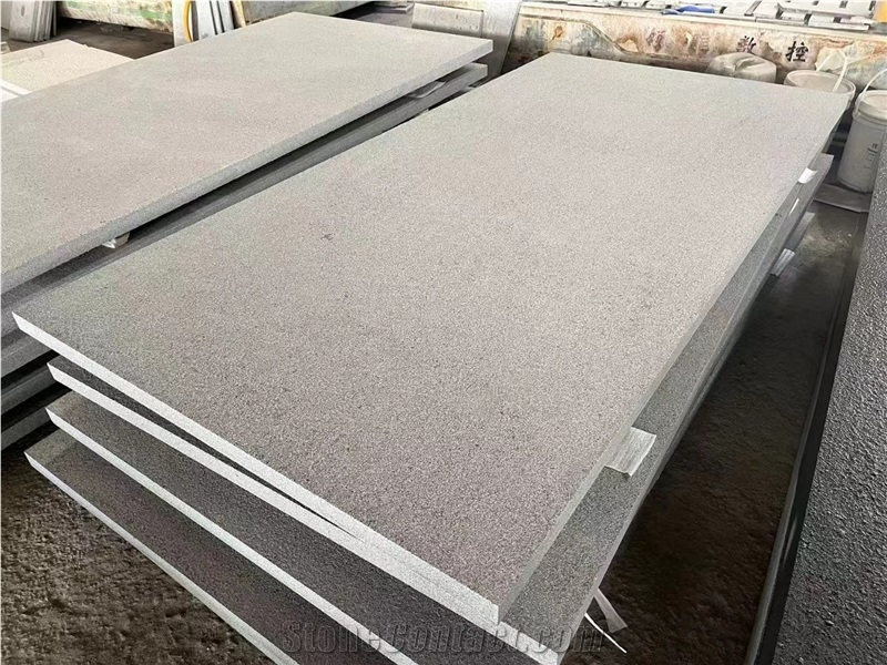Sd-G654 Zhangqiu Black Granite Flamed Brushed Slabs Tiles