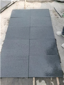 Sd-G654 Zhangqiu Black Granite Flamed Brushed Slabs Tiles
