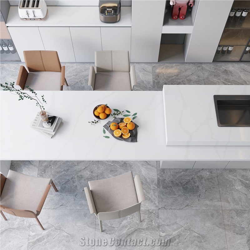 DXQ003 Calacatta White Natural Vein Artificial Quartz Slabs