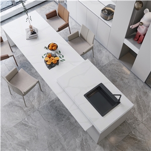 DXQ003 Calacatta White Natural Vein Artificial Quartz Slabs
