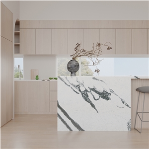 DXQ8007 Calacatta Thcik Black Vein Engineered Quartz Tile