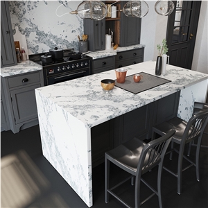 DXQ8012 Calacatta Silver Vein Bathroom Quartz Slab Tile