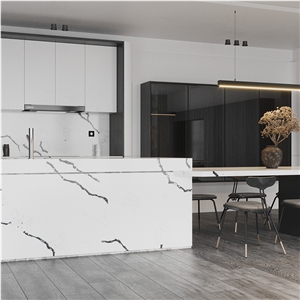 DXQ8019 Calacatta Black Veins Quartz Stone Slabs