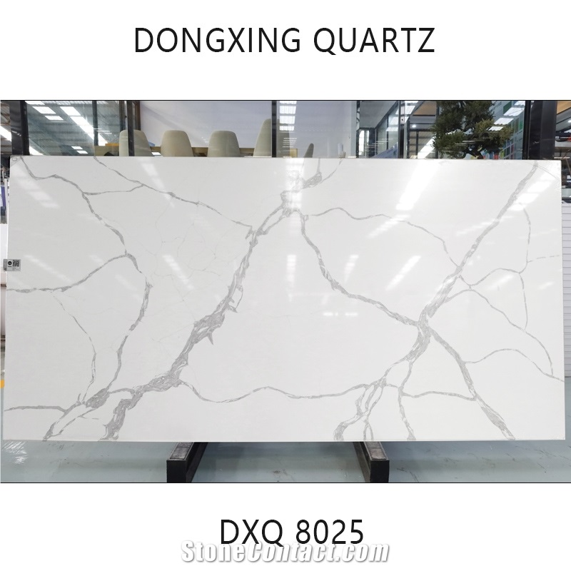 DXQ8025 Carrara White Quartz Stone For Kitchen