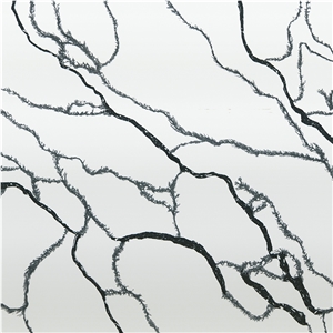 DXQ8035 Carrara Black Vein Quartz Stone Glossy Slabs