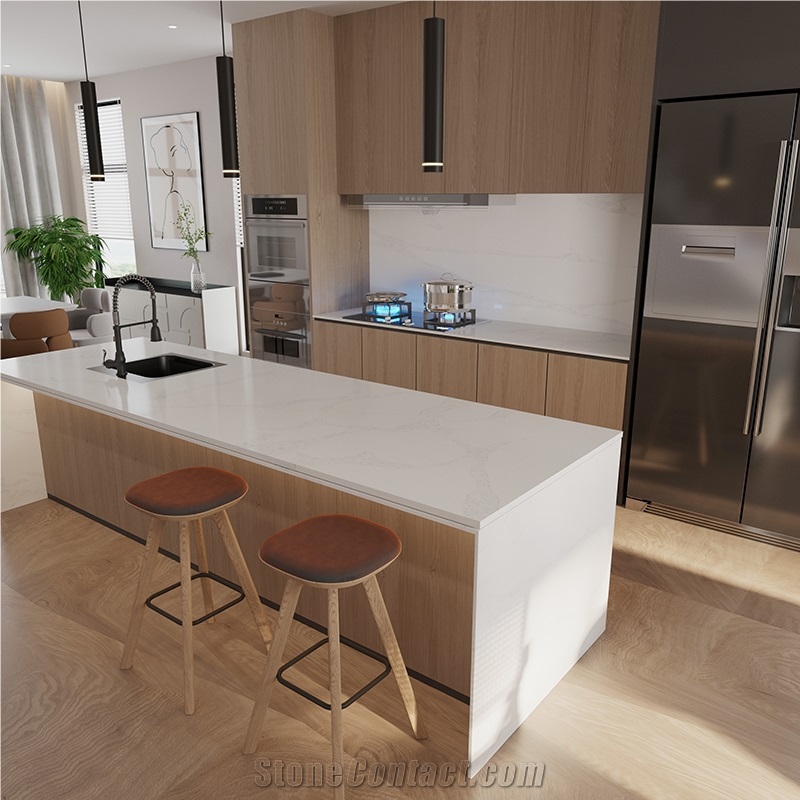 DXQ9042 Calacatta White Blur Vein Artificial Quartz Stone