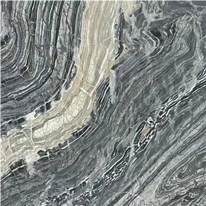 Silver Brown Wave Marble Bookmatched Slabs For Home Design