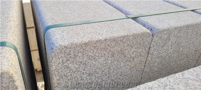 Yellow Granite Kerbs 100X30x34cm, Shotblasted, Edges R=2Cm