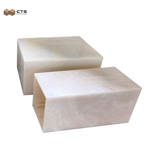 Natural Stone Cube Customized White Onyx Plinth