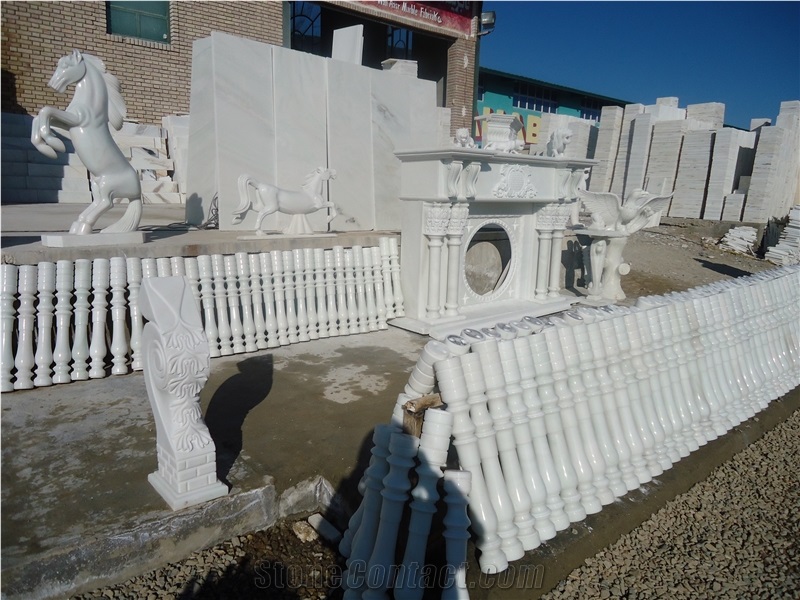 Decorative White Marble Stone Balustrades, Railings