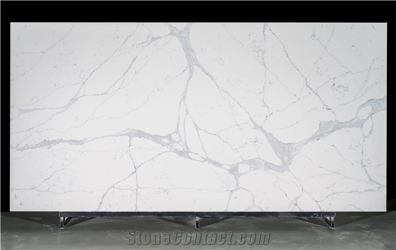 Artificial Statuario Quartz, Calacatta White Quartz Stone Slabs