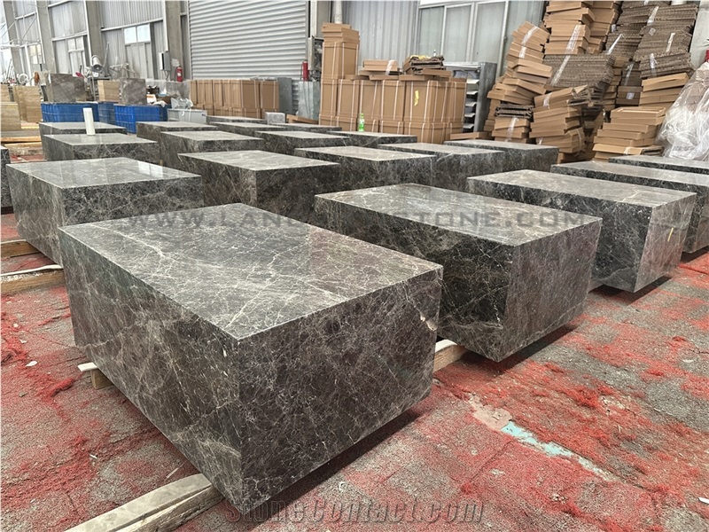 Savannah Grey Marble Plinth Square Coffee Tables