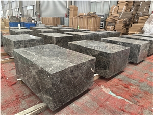 Savannah Grey Marble Plinth Square Coffee Tables