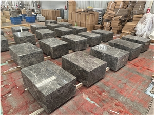 Savannah Grey Marble Plinth Square Coffee Tables