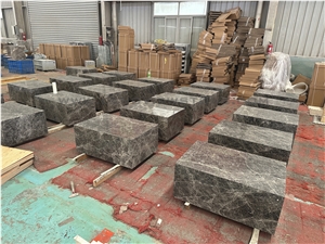 Savannah Grey Marble Plinth Square Coffee Tables