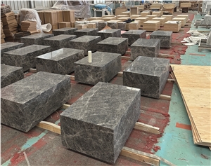 Savannah Grey Marble Plinth Square Coffee Tables
