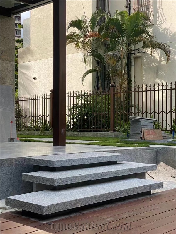 Polish G603 Padang Light Granite,Sesame White Granite Deck Steps