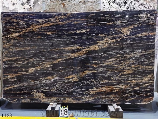 Brazil Black Cosmic Granite Standard Size Slabs For Outdoor