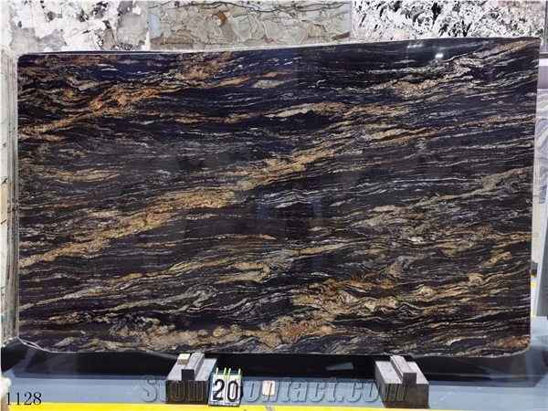 Brazil Black Cosmic Granite Standard Size Slabs For Outdoor