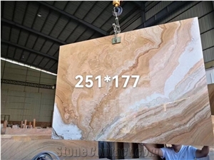 China Gold Grain Marble Big Polished Slabs For Living Room