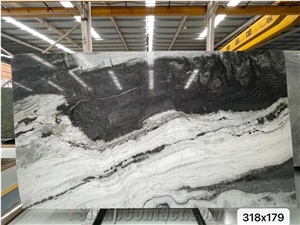 China Panda White Marble Large Slabs For Living Design Use