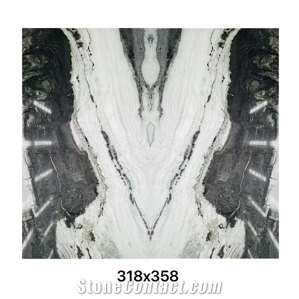 China Panda White Marble Large Slabs For Living Design Use