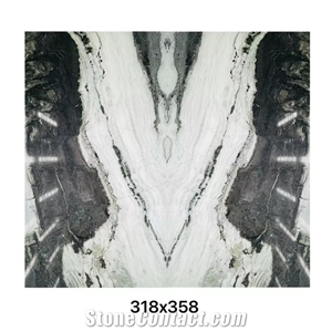 China Panda White Marble Large Slabs For Living Design Use