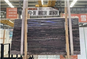 China Purple Wooden Marble Small Slabs Polished For Interior
