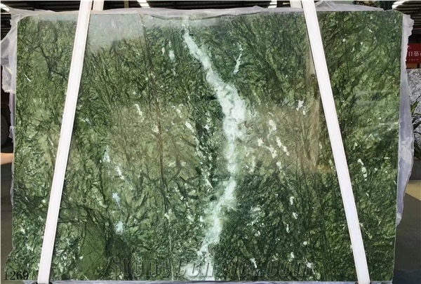 China Verde Pavone Green Marble Polished For Interior Design