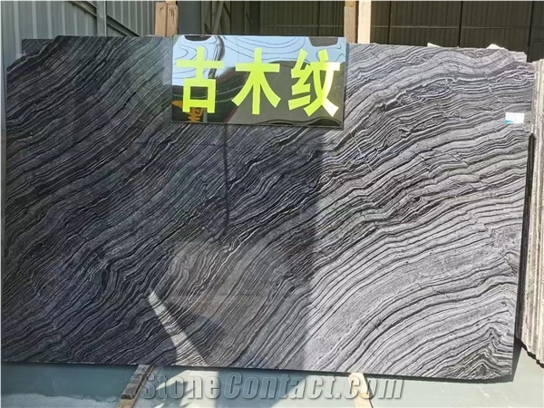 Chinese Black Wooden Marble Large Size Slabs Tile Polished