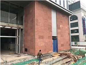 India Agra Red Sandstone Small Size Slabs For Outdoor Design