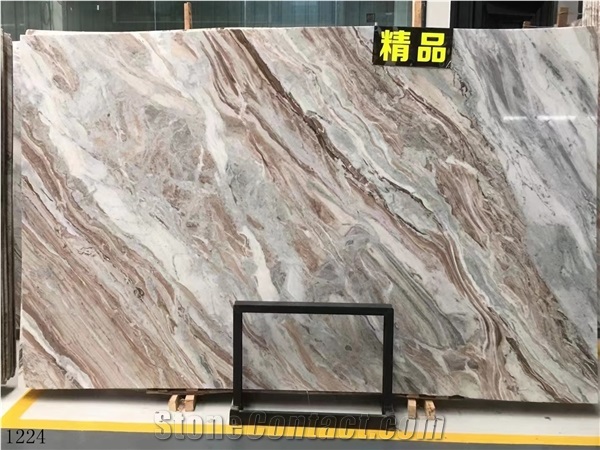 India Fantasy Brown Marble Slabs Polished For Interior Use