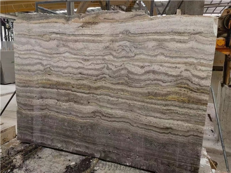 Iran Silver Persiano Grey Brown Travertine Slab For All Use