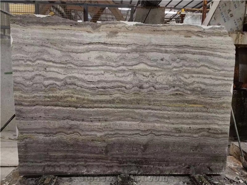 Iran Silver Persiano Grey Brown Travertine Slab For All Use