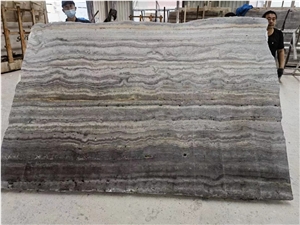 Iran Silver Persiano Grey Brown Travertine Slab For All Use