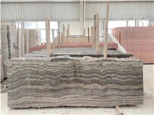 Iran Silver Persiano Grey Brown Travertine Slab For All Use
